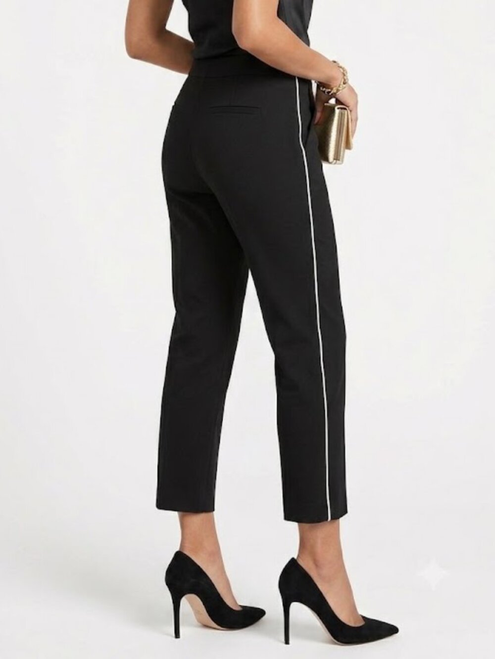 10 Crosby Derek Lam Cropped Tuxedo Stripe Pants Black Size 10
